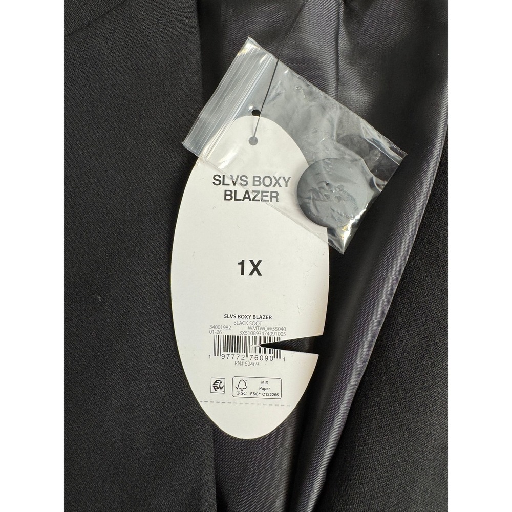 Dark Academia Short Sleeve Minimalist Boxy Blazer Black Plus Size 1X NWT - Picture 3 of 8